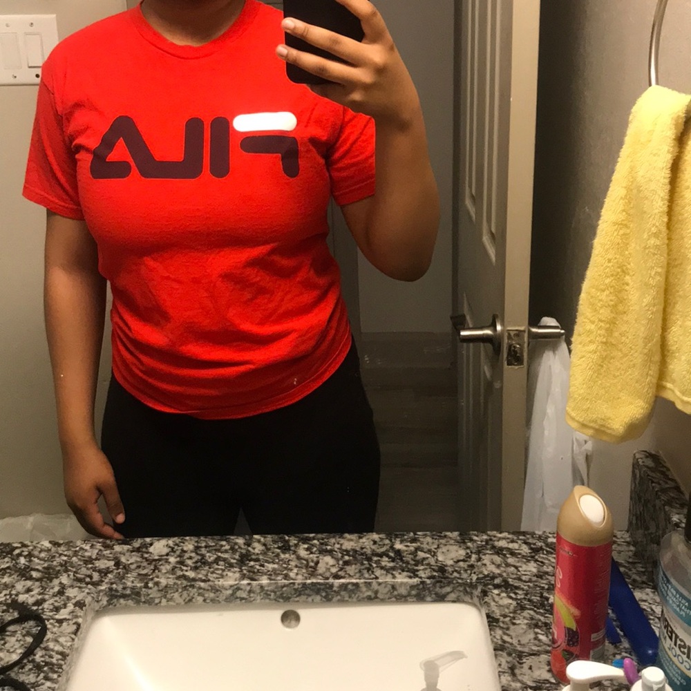 Red fila shirt